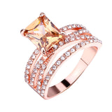 Shiny Morganite Gemstone Ring 14K Rose Gold Women Engagement Jewelry