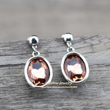 Vintage Silver Gemstone Earrings Jewelry Round Crystal Charms For Women Female