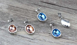 Vintage Silver Gemstone Earrings Jewelry Round Crystal Charms For Women Female