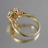 White Sapphire Gemstone 2PC Bridal Ring Set 14K Gold Women's Jewelry