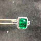 Natural Green Gemstone Emerald Ring 925 Sterling Silver Women's Princess Jewelry
