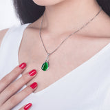 Natural Gemstone Corundum Pendant Necklace Turquoise 925 Sterling Silver Collarbone