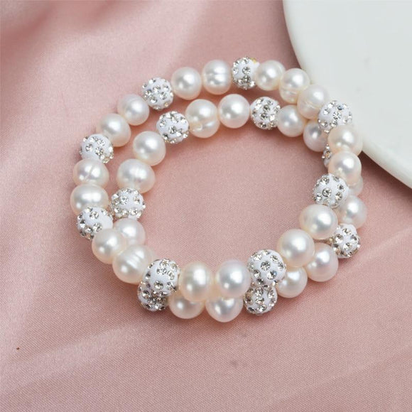 Natural Freshwater White Pearl Bracelet Bangles Women's Luxurious Party Jewelry