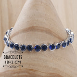 Vintage Blue Zirconia Jewelry set 925 Sterling Silver Necklace Bracelet Earrings