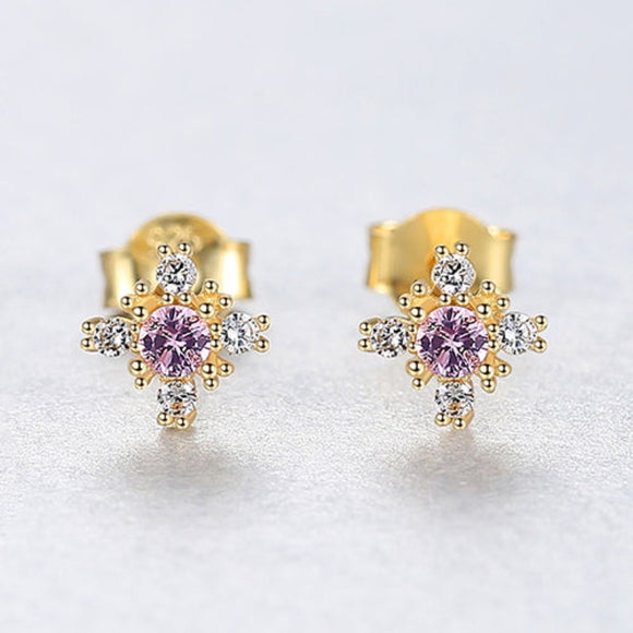 Purple Amethyst Gemstone Stud Earrings Silver For Women Wedding Jewelry