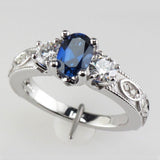 Blue Sapphire Engagement Ring For Women Bridal Jewelry