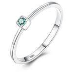 Green Gemstone Silver Engagement Ring Women's Wedding Jewelry