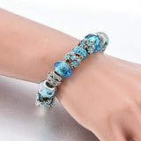 Vintage Blue Beads Bangle Bracelet Women Anniverssary Jewelry
