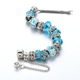 Vintage Blue Beads Bangle Bracelet Women Anniverssary Jewelry