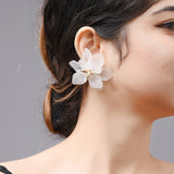 Princess Acrylic Big White Orange Green  Flower Earrings Women's Jewelry