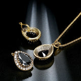 Vintage Black Stone Jewelry Sets Earrings Necklace For Women Jewelry