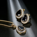 Vintage Black Stone Jewelry Sets Earrings Necklace For Women Jewelry
