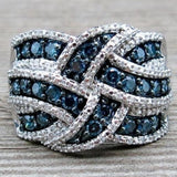Natural Blue Zircon Gemstone Band Ring 925 Sterling Silver Women Engagement Jewelry