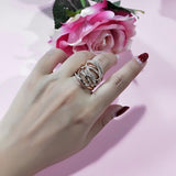 Luxury Multilayer Engagement Ring 18K Rose Gold Women Jewelry