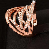 Luxury Multilayer Engagement Ring 18K Rose Gold Women Jewelry