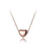 ROSE GOLD HEART LINK CHAIN PENDANT NECKLACE TITANIUM JEWELRY FOR WOMEN