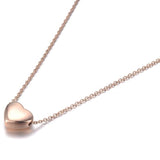 Rose Gold Heart Link Chain Pendant Necklace Titanium Jewelry For Women