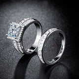 Princess Cut Zircon 2PC Engagement Ring Set Eternity Jewelry for Women