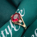 Luxurious Red Ruby Gemstone Ring Women's Engagement Jewelry