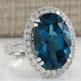 Large Gemstone Amethyst Ring 925 Sterling Silver Blue Women's Wedding Jewelry