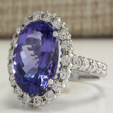 Large Blue Amethyst Gemstone Ring Silver Women Wedding Jewelry