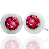Round Black White Pink Zircon Ceramic Stud Earrings Wedding Jewelry