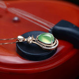 Natural Green Jade Water Drop Pendant 925 Silver Necklace Chalcedony Amulet