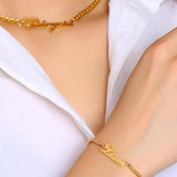 Personalized Letter Name Bracelet Link Chain Women Anniverssary Jewelry