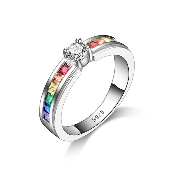 Lover Couple Ring Wedding Band Engagement Women Colorful Gemstone Comfort Queen