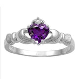 Heart Birthstone Ring Silver Wedding Engagement for Women Jewelry