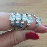 White Sapphire Gemstone Engagement Ring Rose Gold Women Wedding Jewelry