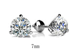 Luxury Round Lab Diamond Stud Earrings Real 925 Sterling Silver Women Jewelry