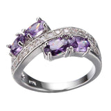 Luxury Natural Amethyst Ring Wedding Engagement 925 Sterling Silver