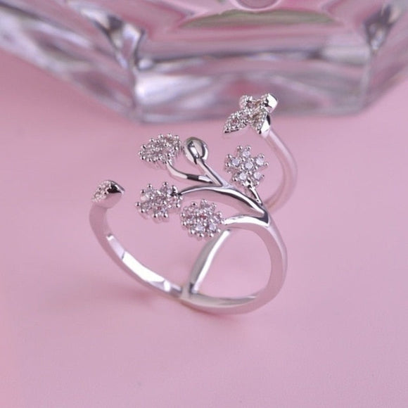Tree White Gemstone Ring For Women Silver Anniverssary Jewelry