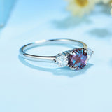 Genuine Alexandrite Gemstone Ring Solid 925 Sterling Silver Women's Color Change