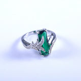 Emerald Ring With Diamond Silver 925 RingsGemstone Women Wedding Jewelry