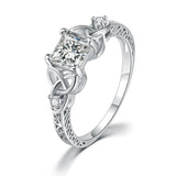 White Zircon Gemstone Ring For Women Engagement Silver Jewelry