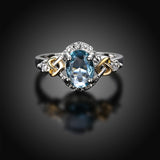 Oval Sky Blue Gemstone Ring For Women 925 Sterling Silver Jewelry