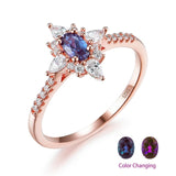 Natural Alexandrite Gemstone Ring 925 Sterling Silver Women's wedding Jewelry