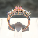 Princess Pink Heart Zircon Ring For Women 925 Silver Romantic Wedding