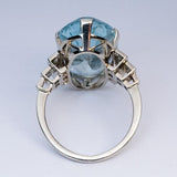 Sky Blue Wedding Ring Solitaire Band Oval Stone Engage Women Jewelry