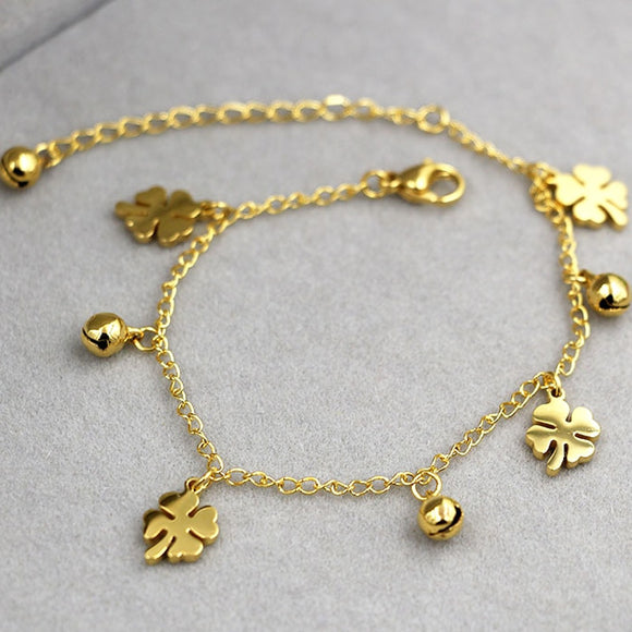 Gold Rose Bell Flowers Anklets For Women Titanium Steel Jewelry