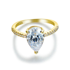 White Sapphire Engagement Gemstone Ring 14K Yellow Gold For Women