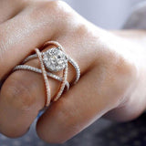 2Ct Zircon Engagement Ring 14K Rose Gold For Women Wedding Jewelry