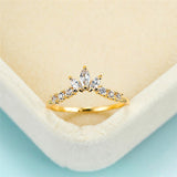 White Sapphire Gemstone Engagement Ring 14K Yellow Gold For Women
