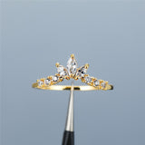 White Sapphire Gemstone Engagement Ring 14K Yellow Gold For Women