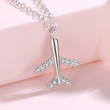 Handmad Plane Airplane Pendant Necklace 925 Sterling Chain Link Women's Jewelry
