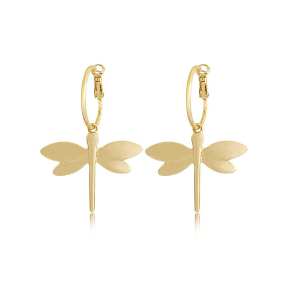 Gold Dragonfly Pendant Dangle Earrings for Women Girl Casual Jewelry