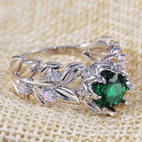 Dazzling Green Emerald Gemstone Ring Women Wedding Jeweley Ring