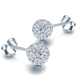 White Sapphire Balls Stud Earring S925 Women Wedding Jewelry